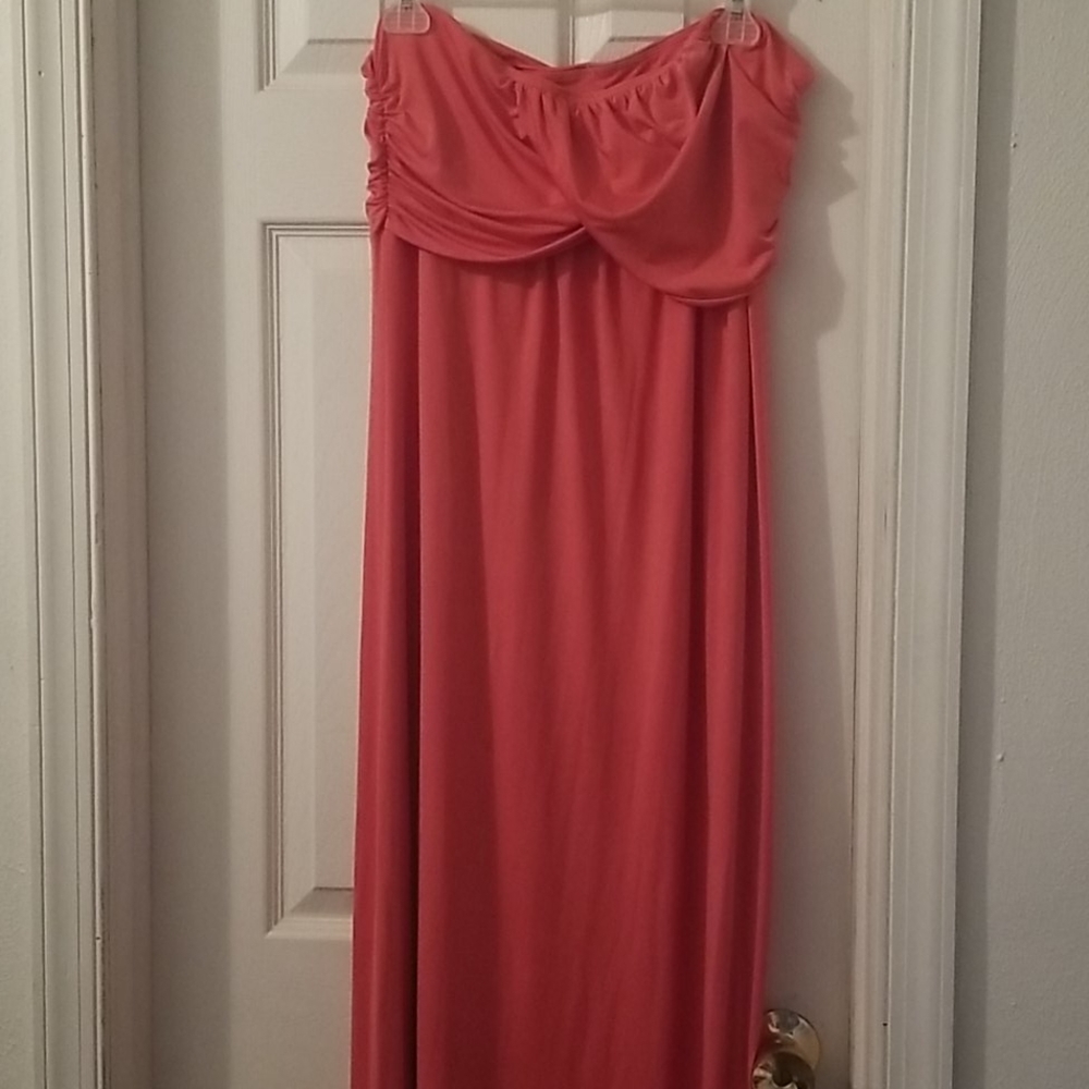Peach silky type maxi dress